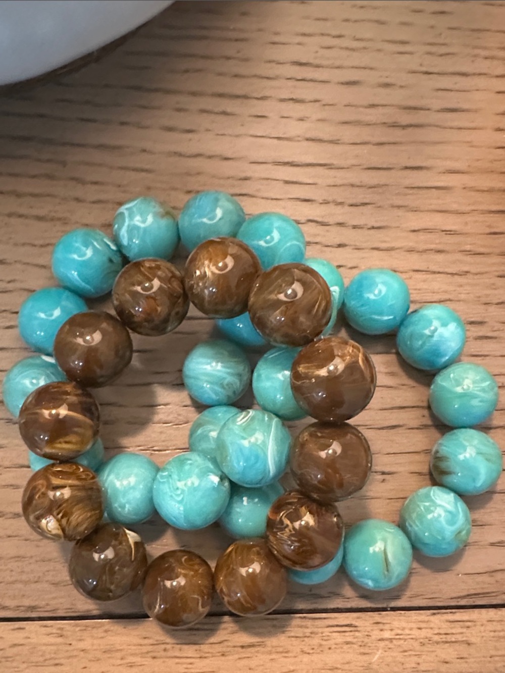 Turquoise and Brown Beaded Stretch Bracelet Set - Women Jewelry